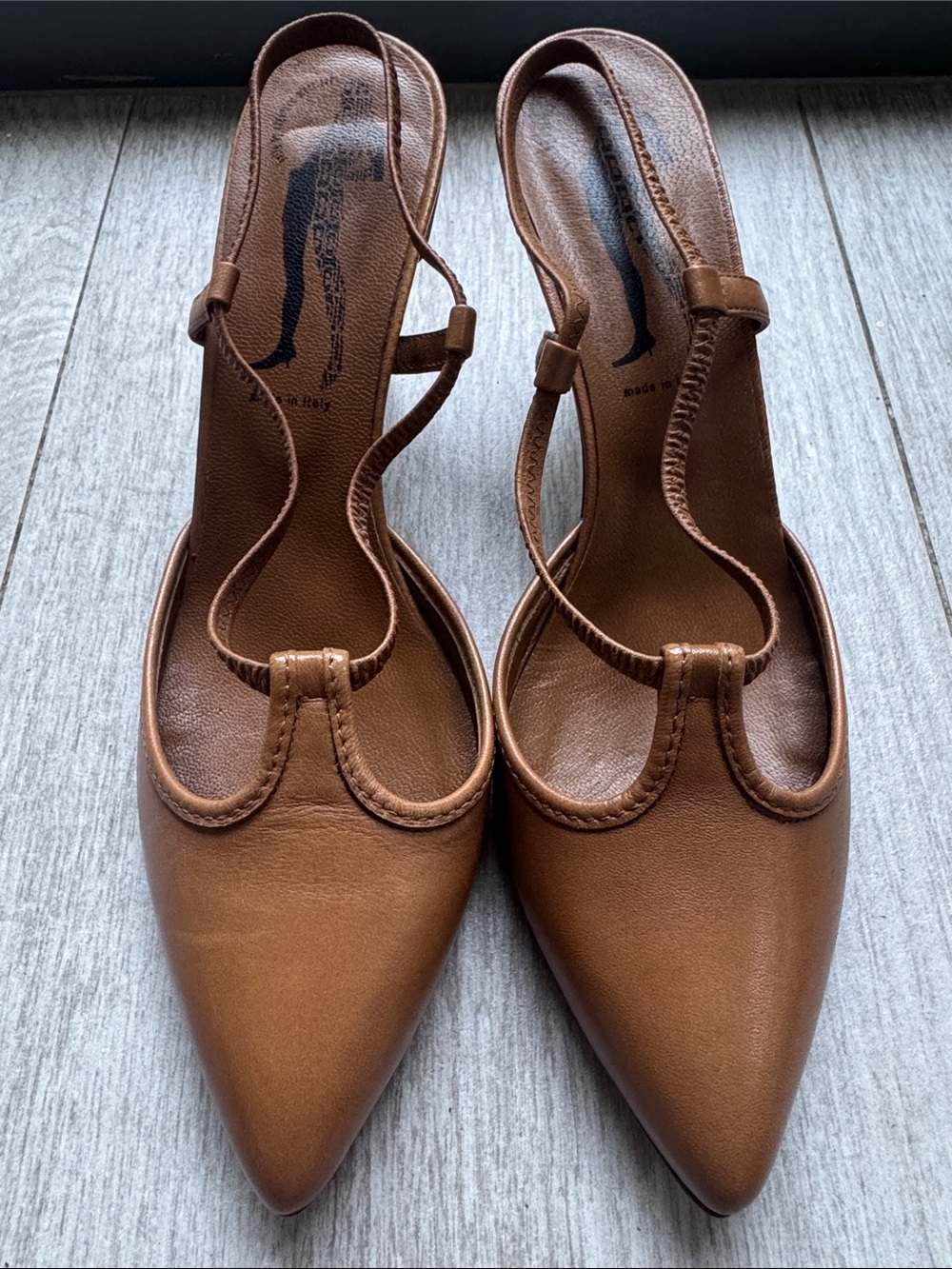 NEW Belle by Sigerson Morrison Tan Pointed-Toe Slingback Heels size 8.5